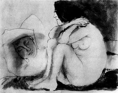 Sleeping Man and Sitting Woman Pablo Picasso